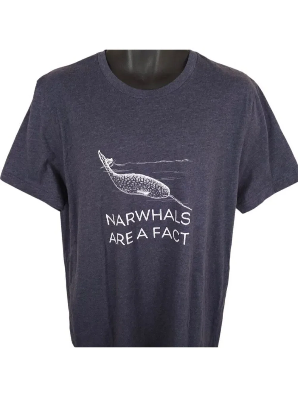 Narwhals Are A Fact T Shirt Mens Size XL Blue Gray Nature Animal Tee